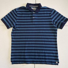 Eddie Bauer Men's Large Blue Striped Polo Golf Shirt