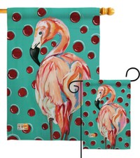Polka Dot Flamingo Birds Spring Garden House Yard Flag Banner