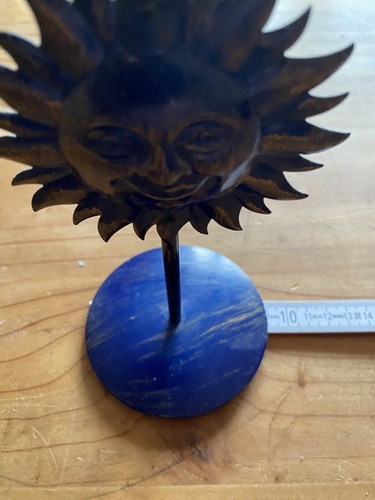 Kerzenständer aus Metall mit Sonnenmotiv in blau und gold 26cm hoch - Bild 3 von 5