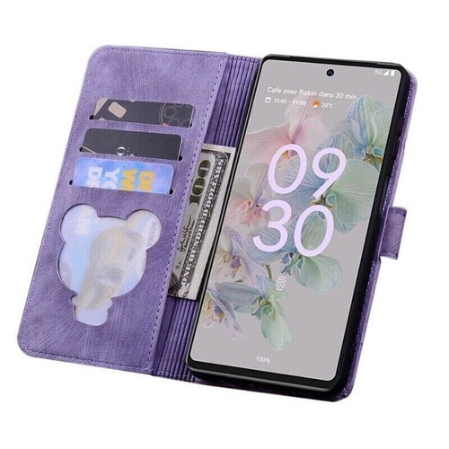 Cat Flower PU Leather Card Wallet Phone Case For Google Pixel 9 8 Pro 8A 7A 6A - Picture 26 of 55