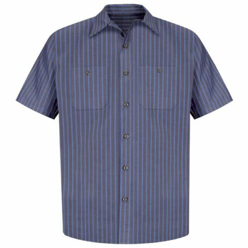 Red Kap Work Shirt Poplin Stripe 2 Pocket Men's Industrial Uniform - Picture 15 of 24
