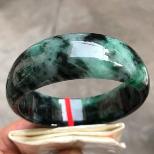 63mm Ancient Natural Ice Green Jadeite Jade Bracelet Bangle Burma Jade Bracelet