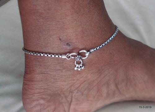 ethnic tribal silver anklet feet bracelet ankle chain anklet pair handmade - Foto 6 di 6