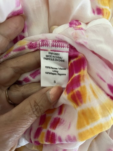 NWOT Young Fabulous & Broke Tie Dye Tiered Maxi Dress Pink/Orange/White Size S - Picture 4 of 4