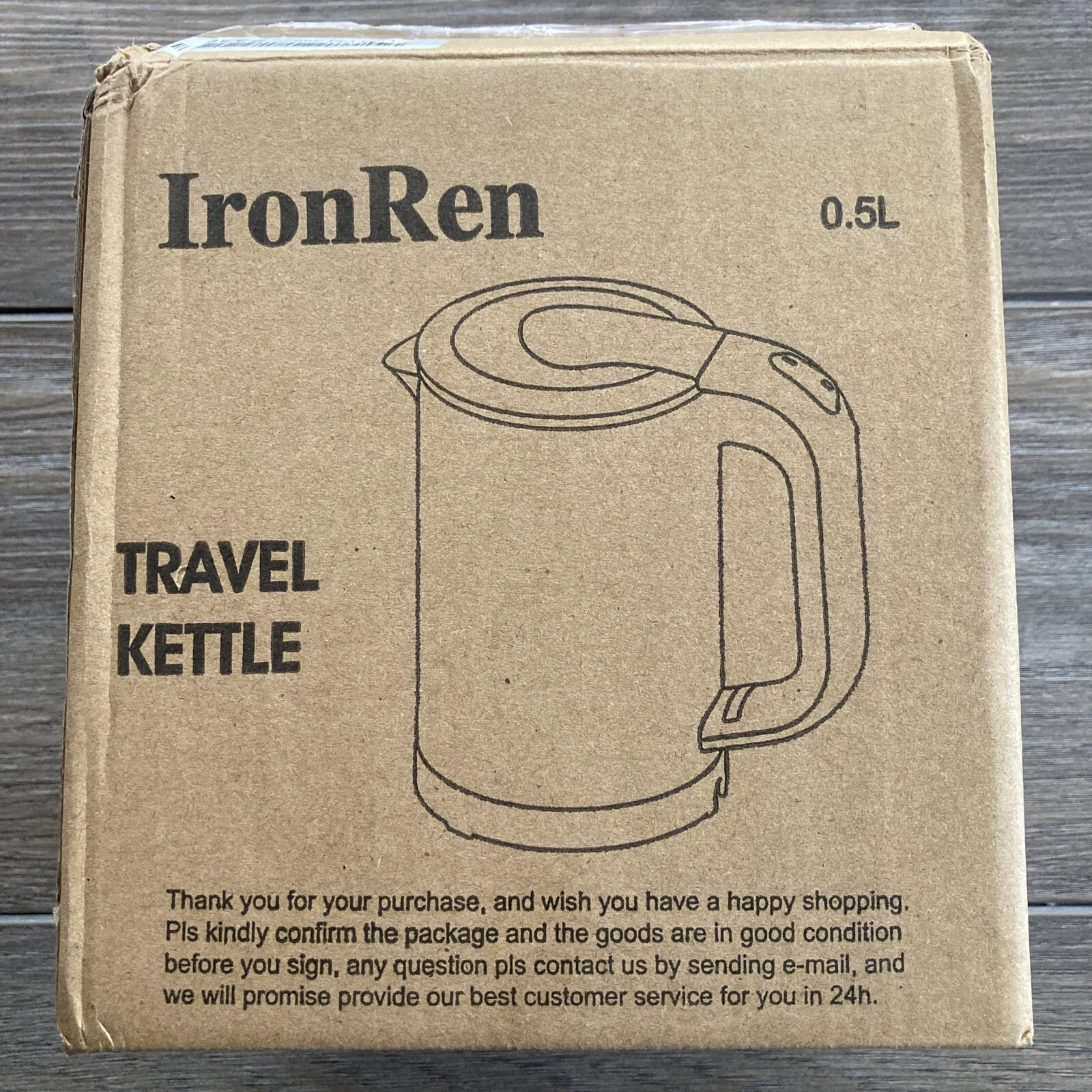 IronRen 0.5L Electric Travel Kettle Black & Stainless. Perfect for travel.