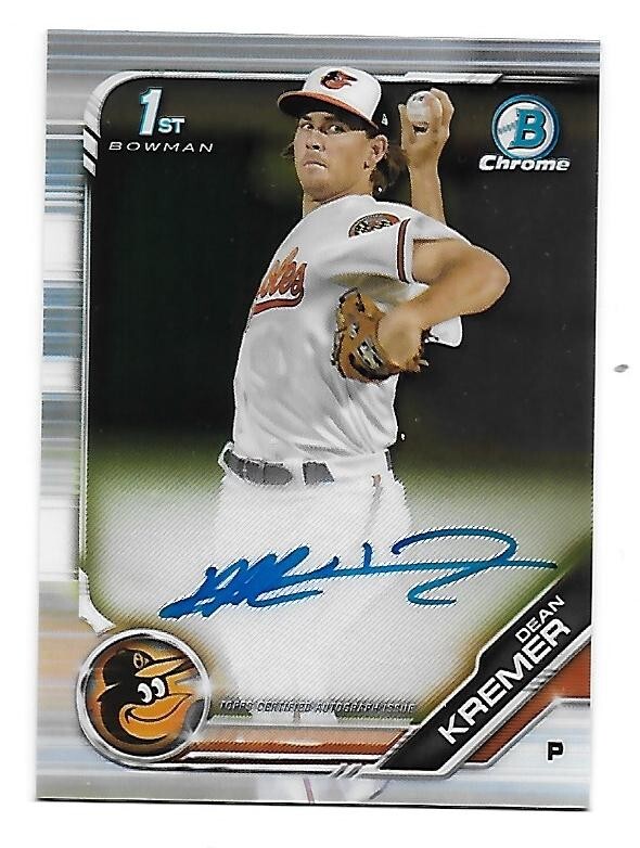 Dean Kremer 2019 Bowman Chrome Base Auto Autograph