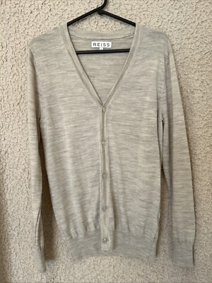 Reiss Walter Strickjacke 100% Wolle leicht Knopfleiste Langarm Größe S