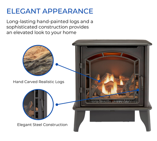 Bluegrass Living Ventless Dual Fuel 3-Sided Gas Stove 23K BTU Remote ...