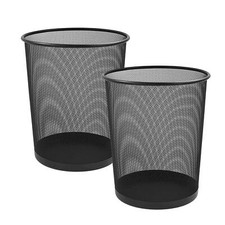 2 x METAL MESH WASTE PAPER BIN FOR OFFICE HOME BEDROOM LIGHTWEIGHT AND STURDY
