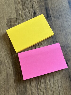 3M SUPERHAFT 127mmx75mm Post It Notizblock, Ref: 655, Karnevalsgelb/Rosa x 2