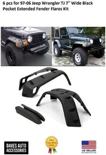 6 pcs for 97-06 Jeep Wrangler TJ 7" Wide Black Pocket Extended Fender Flares Kit