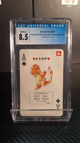 1996 POKEMON RED PLAYING CARDS 004 CHARMANDER ACE OF CLUBS CGC 8.5 nm/mint POKER