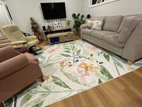 Extra Large Floor Rugs Multi Colored Plush Tropical Carpet Washable Non Slip Mat - Picture 6 of 27