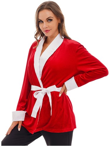 Unisex Adultos Albornoz Terciopelo Suave Kimono Bata Tema Navidad Disfraz Ropa de dormir - Imagen 16 de 39
