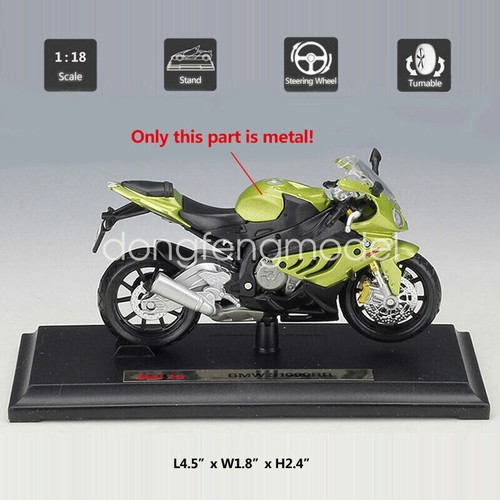 1/18 BMW S1000RR Motorcycle Model Diecast Boys Toys Collection Green Collection - Picture 7 of 11