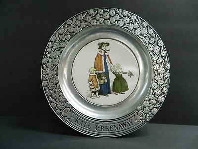 Kate Greenway Pewter Plate 11'' RWP Wilton Columbia, PA  Woman & Children Garden