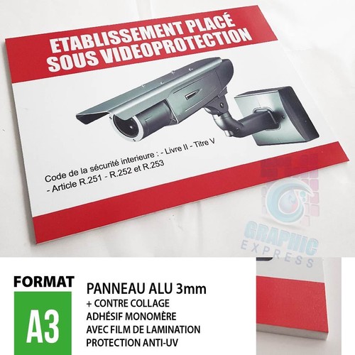 SITE SOUS VIDEO SURVEILLANCE - VIDEOSURVEILLANCE- STICKERS - PANNEAU PVC - ALU - Picture 9 of 9
