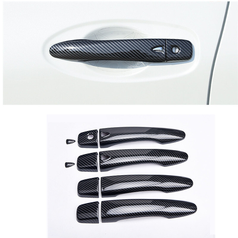 Carbon fiber look Side Door Handle Cover Trim Kit For Nissan Kicks 2017-2020