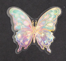 Beautiful Pink  Purple Butterfly Transparent Sticker 2" x 2.25" M 