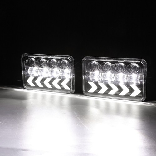 Pair 4x6" LED Headlights Hi/Lo Beam Dynamic Turn Signal for Oldsmobile Delta 88 - Picture 8 of 12