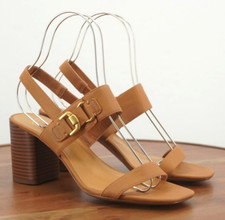 Franco Sarto Womens Omyrah Sandals Block Heel Slingback Beige Manmade 10M