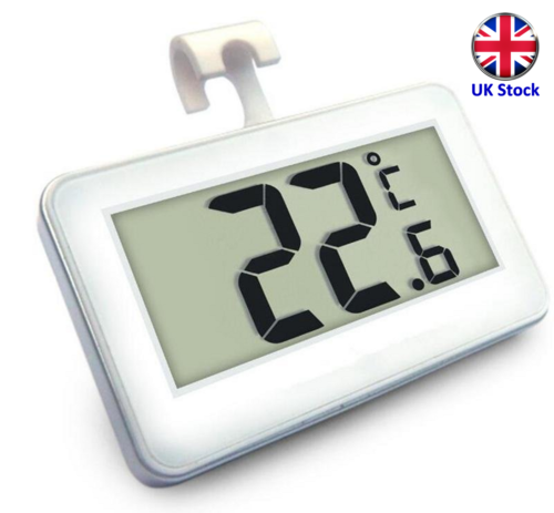 Thermomètre numérique LCD réfrigérateur, congélateur et pièce avec crochet, aimant. Stock britannique - Photo 1/4