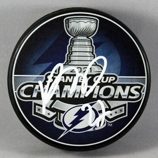 RYAN MCDONAGH SIGNED 2021 STANLEY CUP CHAMPIONS PUCK TAMPA BAY LIGHTNING BAS COA