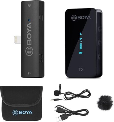 BOYA XM6-S3 Wireless Lavalier Microphone for iPhone/iPad, 2.4GHz Lapel Mic