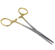 Pet Grooming Dog Cat Hair Puller Hemostat Forceps 5.5" Straight Jaws Gold Handle