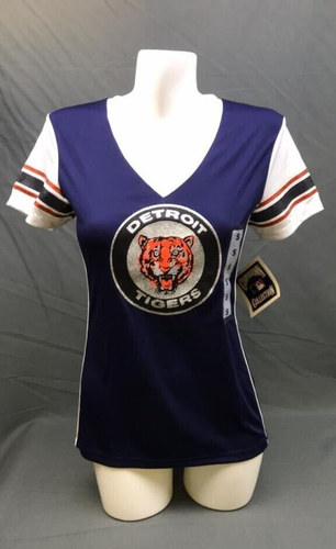 NWT Womens Detroit Tigers MLB V Neck Short Sleeve T Shirt Sz S