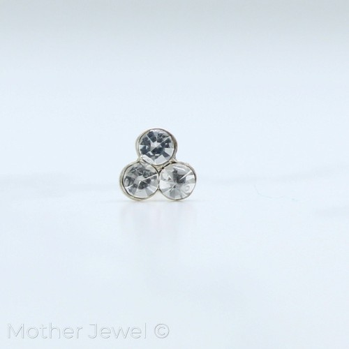 TRIPLE DOT CLEAR CRYSTAL 925 STERLING SILVER NOSE BONE ELBOW BENDABLE STUD - Picture 6 of 13