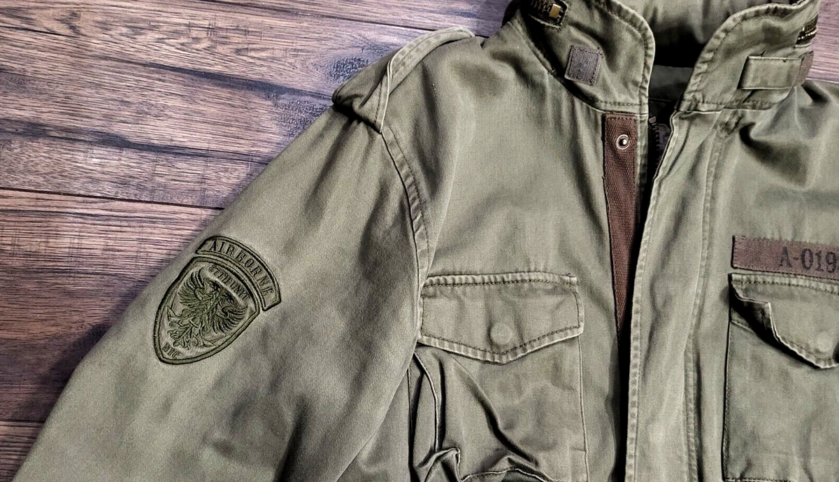 AEROPOSTALE AIRBORNE MILITARY STYLE GREEN HOODED COAT JACKET MEN S