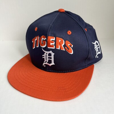Vtg 90s Detroit Tigers MLB Snapback Hat Cap Drew Pearson Arch Logo Green Brim