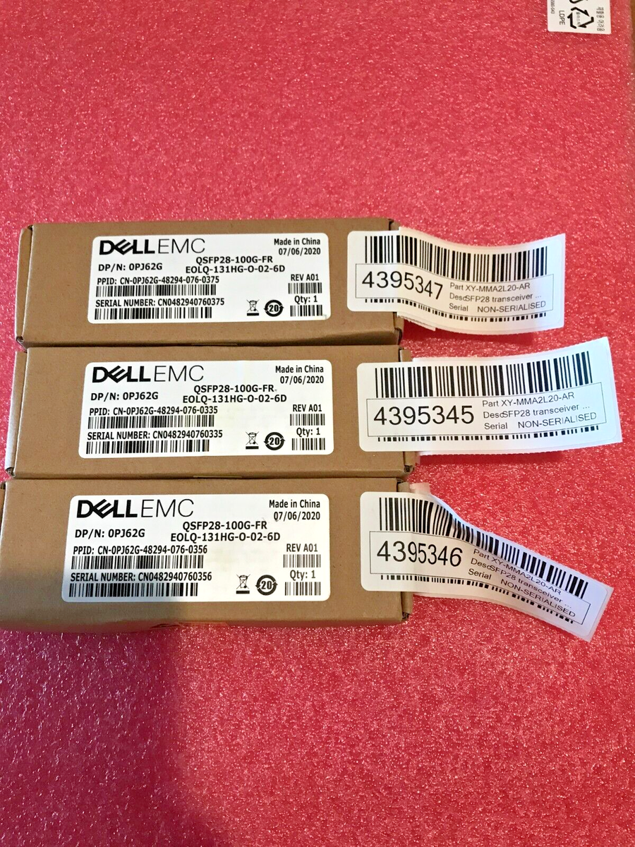 PJ62G DELL QSFP28-100G-FR 100GBASE-FR Transceiver Module DP/N