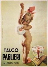 VINTAGE POSTER TALCO PAGLIERI 1950 BY GINO BOCCASILE ON LINEN