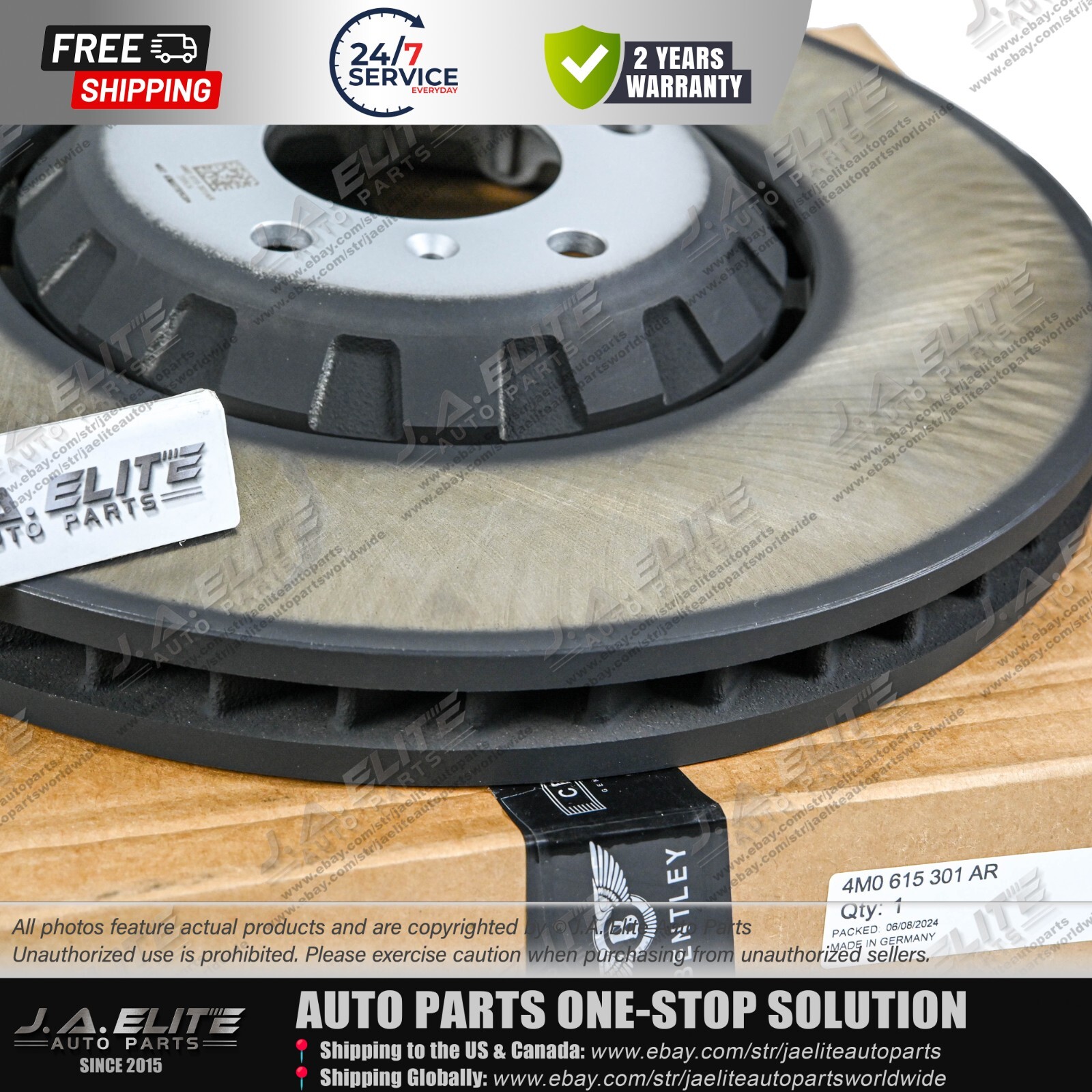 4pcs Front & Rear Brake Discs Set fit Bentley Bentayga 4M0615601N, 4M0615301AR