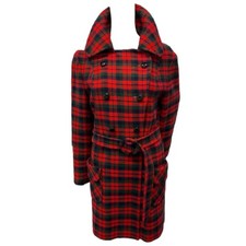 VTG 60s/70s Pendleton Wool Plaid Knee Length Belted Coat Women s Size M USA Made