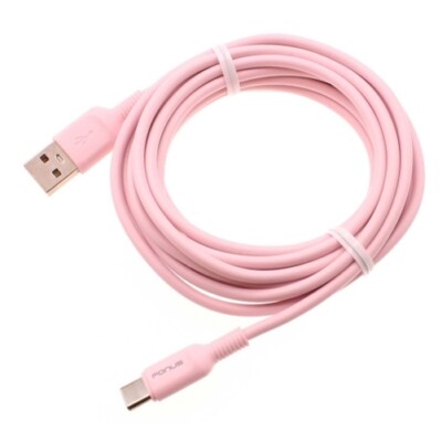 10ft Long USB-C Cable Pink Charger Cord Power Wire Type-C Fast for Smart Phones
