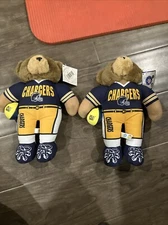 2 Vintage 2000 Good Stuff NFL Football San Diego Chargers Plush 11" Teddy Bear