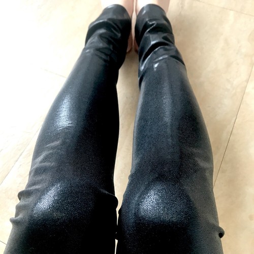 Black Holographic Leg Warmers Spandex Leggings Covers Pvc Look Socks Cyber Goth - Picture 4 of 6