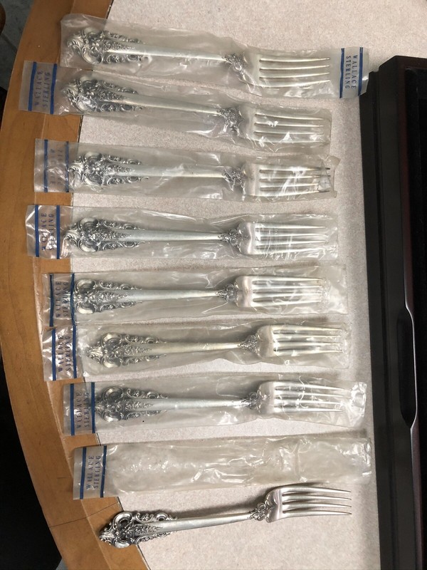 Wallace Baroque sterling silver Most still Factory Sealed PERFECT!  56 pcs