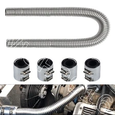 Universal 48" Stainless Steel Radiator Flexible Coolant Water Hose& Caps Kit New