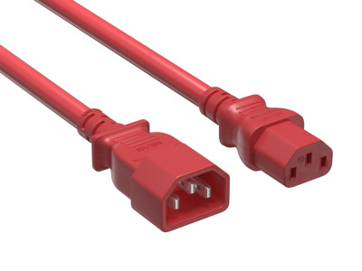 6ft IEC C14 to IEC C13 Heavy Duty PDU Power Cord, 14 AWG SJT, 15A/250V, Red