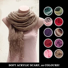 Soft Acrylic Scarf Wraps Shawls Plain & Two Tone Colours - Soft touch-Fr Sydney