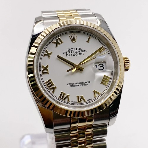 Montre automatique pour homme Rolex Datejust 36 mm acier 18K or blanc cadran romain 116233 - Photo 4 sur 8