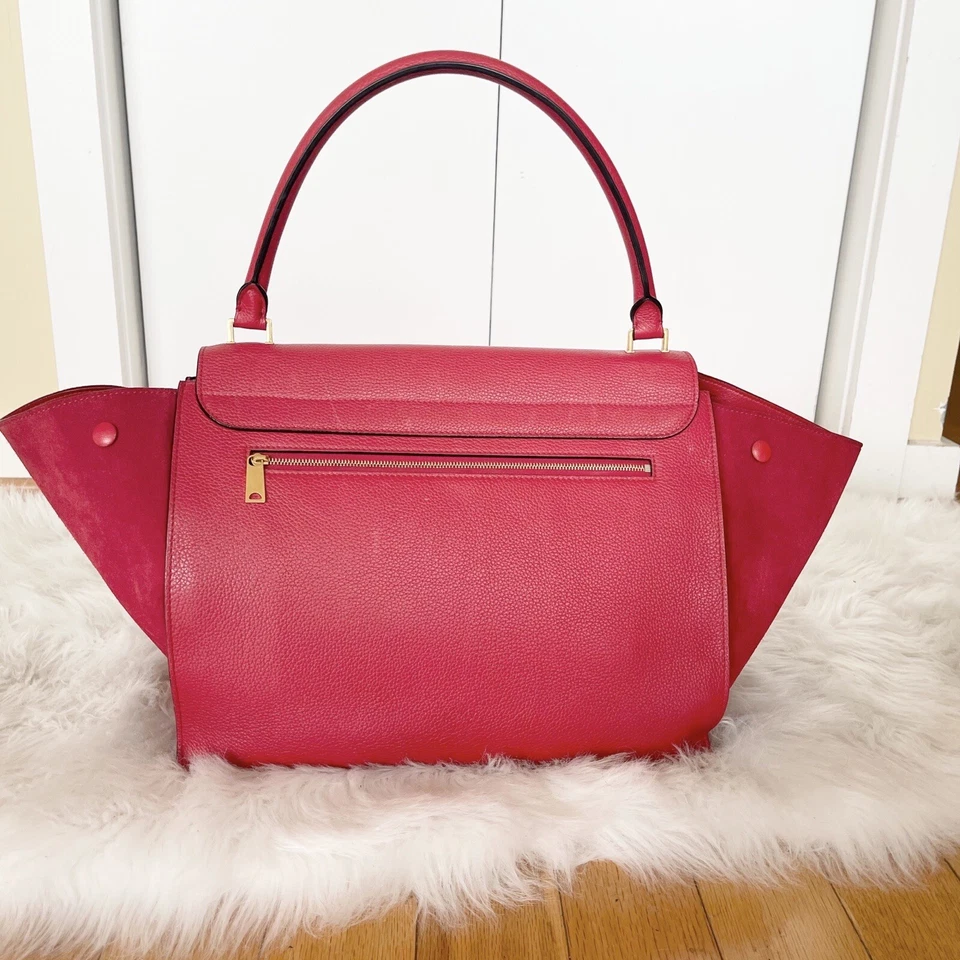 Bolso Trapecio Grande Celine Auténtico $3,450 Old Celine (era Phoebe Philo) Rojo Foto 3 de 4
