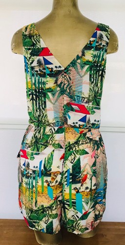 Nicole by NICOLE MILLER Tropical Flamingo Resortwear ROMPER  Shorts Playsuit M - Picture 6 of 10