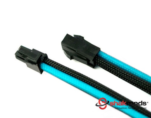 4 Pin 30cm Black Light Blue CPU Mobo Sleeved Extension Shakmods + 2 Cable Combs - Picture 2 of 4