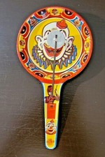 Vtg U.S. Metal Toy Mfg. Co. Tin Circus Clown Design Noise Maker Clapper USA PSJ