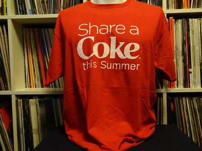 Share a Coke This Summer promo L Large red t-shirt Names recycled Coca Cola